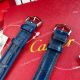 Swiss Quartz Cartier Santos-Dumont couple Watches Blue Leather Strap (7)_th.jpg